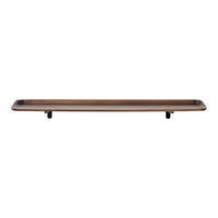 Long, rectangular wooden tray in rich brown with a smooth finish and subtle natural grain patterns.