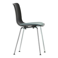 Stylish black chair with smooth, curved edges and sleek chrome legs, perfect for modern interiors.