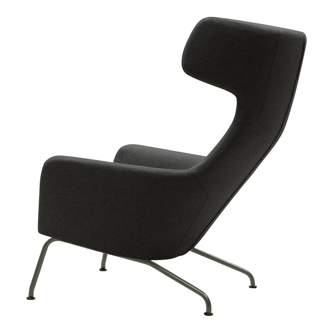 Stylish black upholstered chair with a modern silhouette and sleek metal legs. Perfect for contemporary decor.