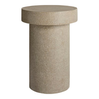 Neutral beige cylindrical table with a smooth, solid texture and minimalistic design. Perfect for modern decor.