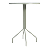 Light green round table with a sleek, modern design and minimalist three-legged base. Perfect for any decor style.