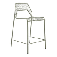 Light green bar stool with a geometric woven pattern and minimalist design. Perfect for modern indoor or outdoor spaces.