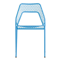 Blue patterned chair with a modern lattice design and sleek silhouette, perfect for contemporary decor.