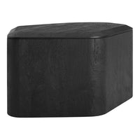Sleek black wooden storage box with a geometric design and smooth finishing. Perfect for modern decor.