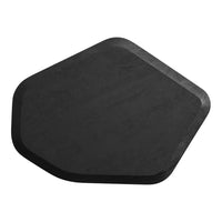 Black hexagonal silicone mat with a smooth, matte finish. Ideal for modern kitchen decor and versatility.