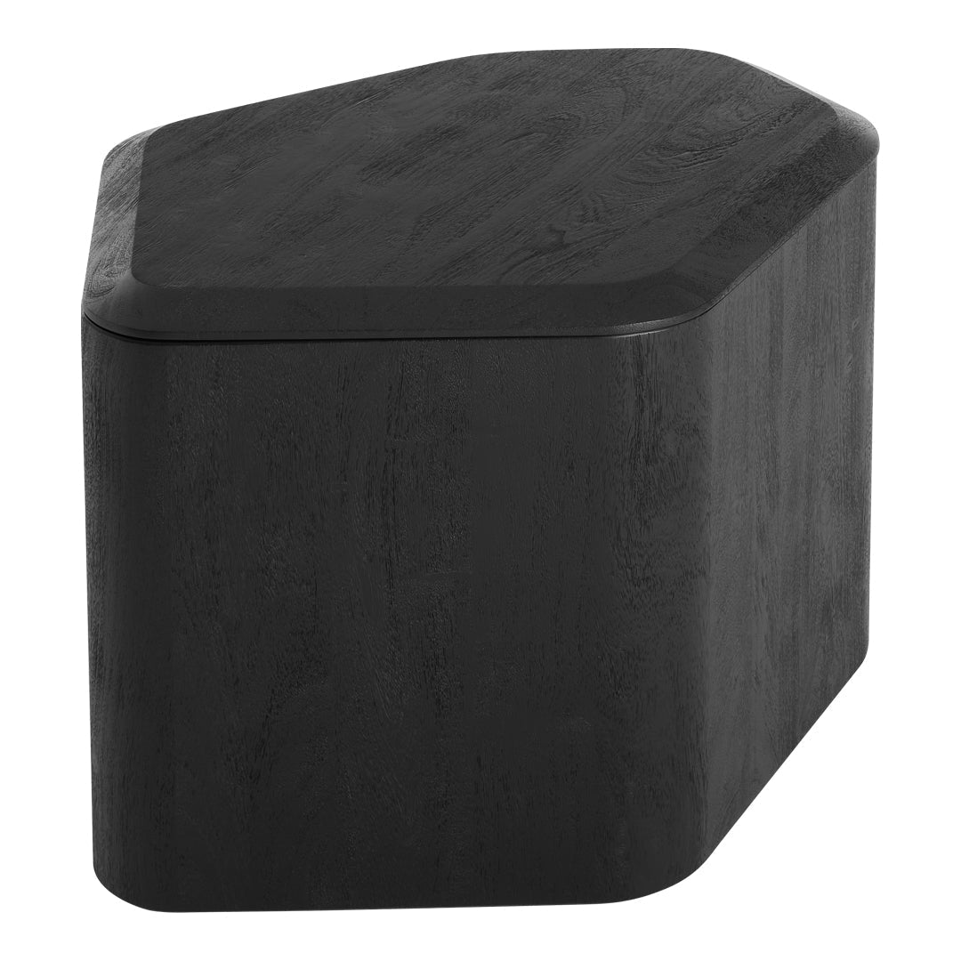Black geometric storage box with a smooth finish and modern design, perfect for minimalist decor.