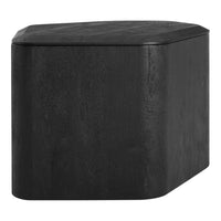 Sleek black wooden accent table with smooth, matte finish and minimalist design. Perfect for modern decor.
