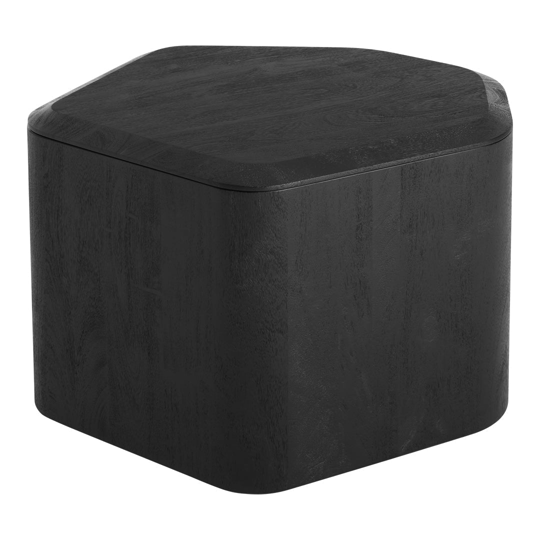 Black hexagonal storage box with a smooth, matte finish. Simple and modern design complements various decor styles.