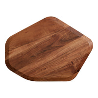 Hexagonal wooden serving board in rich brown tones with natural grain patterns. Perfect for display and serving.