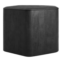 Black hexagonal accent table with a smooth, matte finish and subtle wood grain texture. Perfect for modern decor.