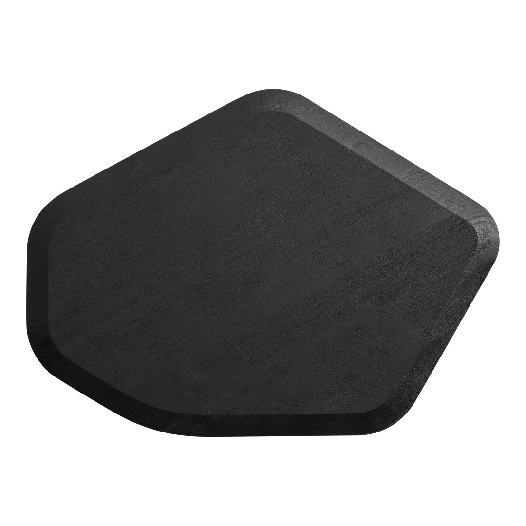 Hexagonal black surface with a smooth, matte finish, perfect for modern decor.