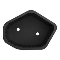 Black geometric tray with smooth edges and two circular openings, featuring a modern design and matte finish.