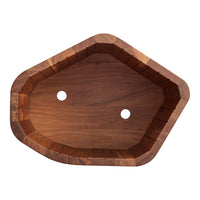 Natural wood bowl with rich brown hues and a unique organic shape, featuring smooth surfaces and subtle grain patterns.