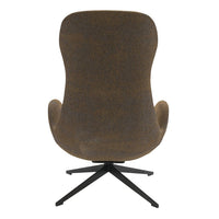 Brown textured chair with a sleek black base, featuring a modern ergonomic design. Perfect for stylish interiors.