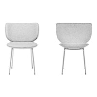 Gray textured chair with a smooth finish, featuring minimalist design and sleek metallic legs.