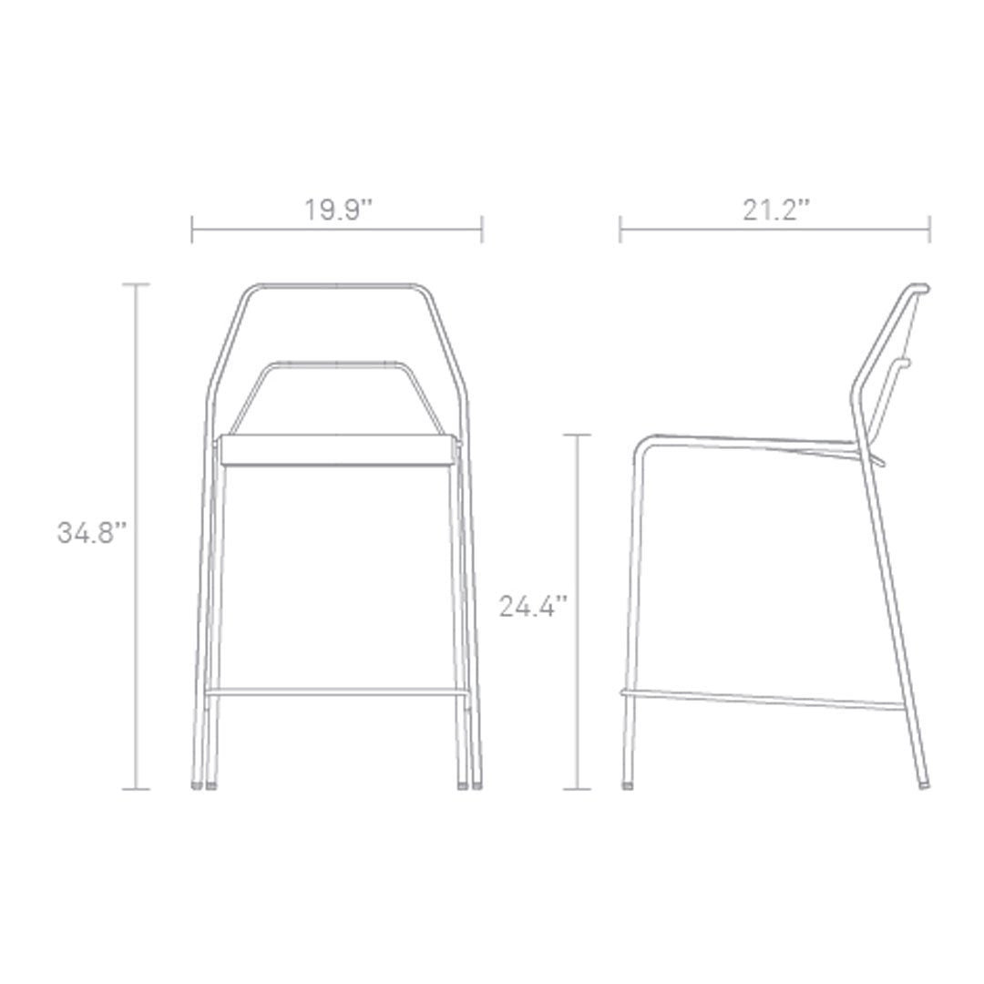 "Minimalist metal chair in sleek white with a modern geometric design, perfect for contemporary decor."