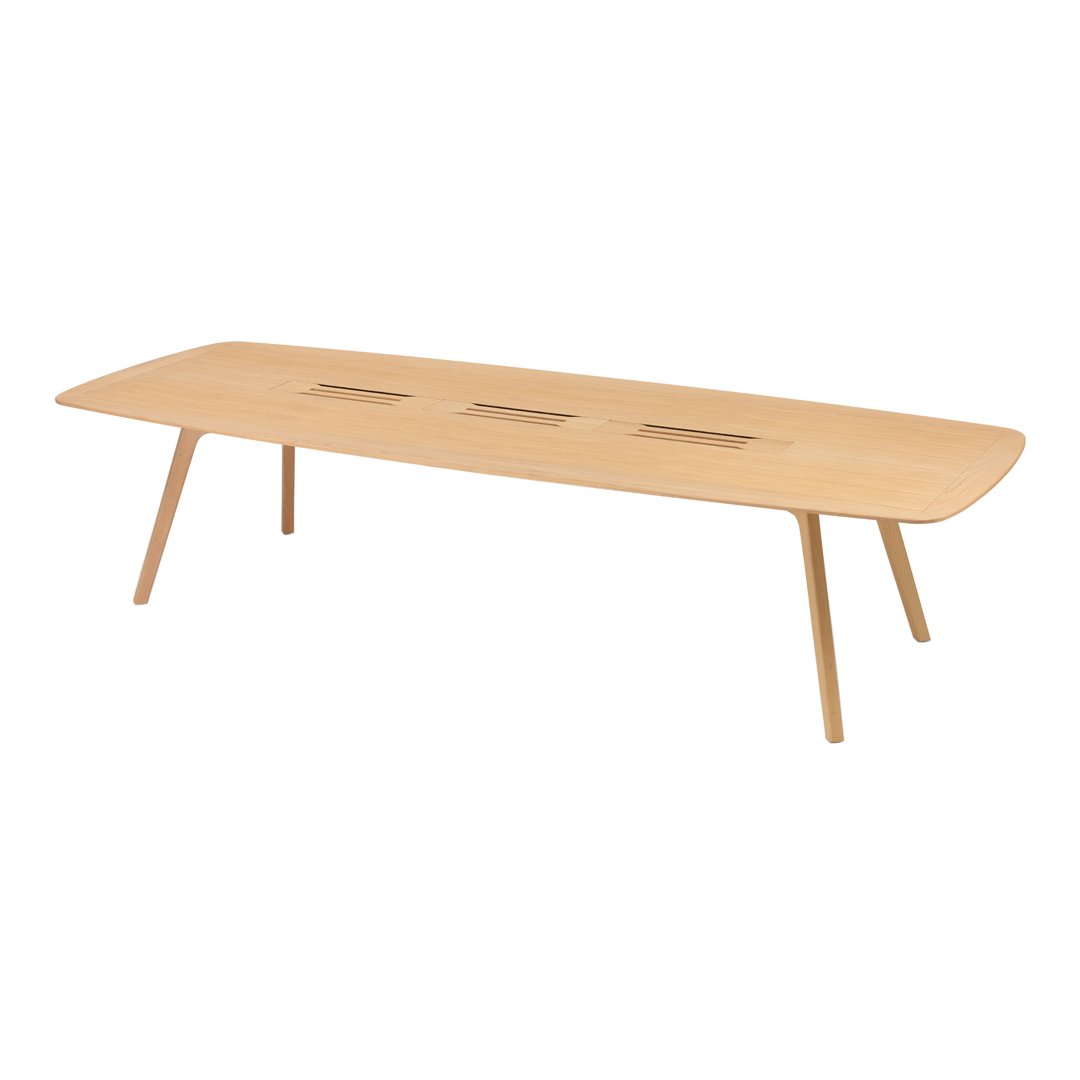 Light wooden coffee table with a smooth finish and subtle, natural grain pattern. Elegant, minimalist design.