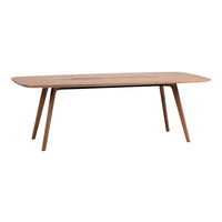 Light wood dining table with a smooth, natural finish and simple, clean lines. Ideal for modern decor.
