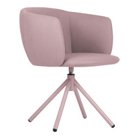 Soft pink upholstered chair with a minimalist design and four pastel pink legs. Ideal for modern decor.
