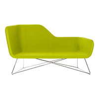 Bright lime green modern sofa with sleek lines and minimalist chrome frame. Ideal for contemporary interiors.