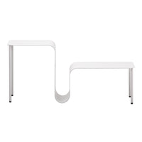 Stylish modern table in sleek white with a unique wave design, perfect for contemporary decor.