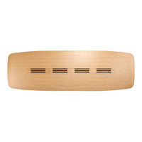 Light natural wood finish with smooth surface and four horizontal slits for ventilation. Elegant and minimalistic design.