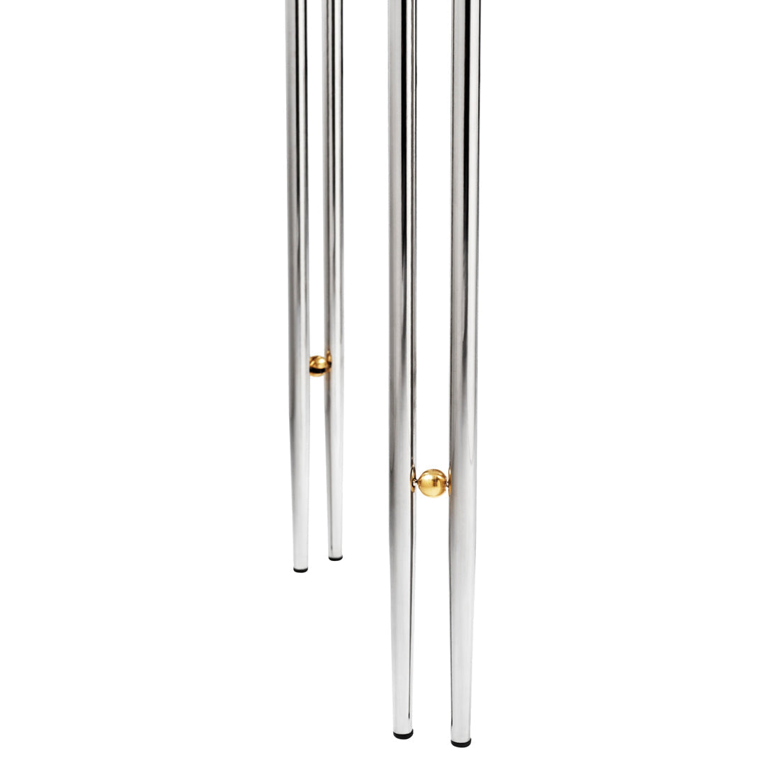 Polished chrome legs with golden accent detail, featuring a sleek, modern design and smooth metallic finish.