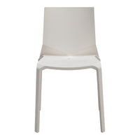 Modern white plastic chair with a sleek, minimalist design and a smooth matte finish. Perfect for contemporary spaces.