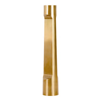Sleek gold brass candle holder with a minimalist design and smooth, shiny finish. Ideal for modern decor.