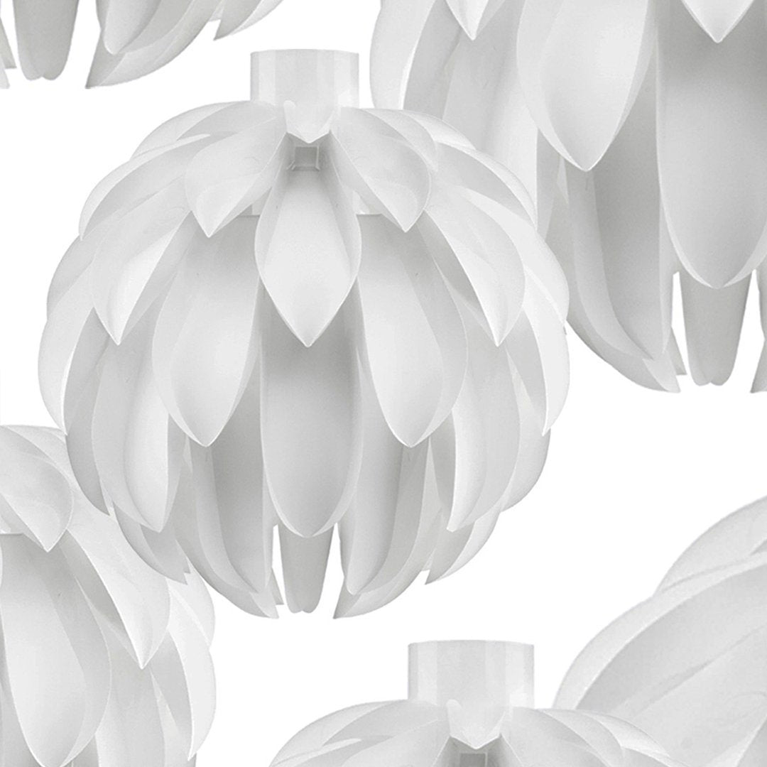White floral pendant light fixture with a layered petal design, adding a modern touch to any decor.