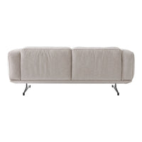 Light gray upholstered sofa with a sleek, minimalist design and matte black legs. Perfect for modern interiors.