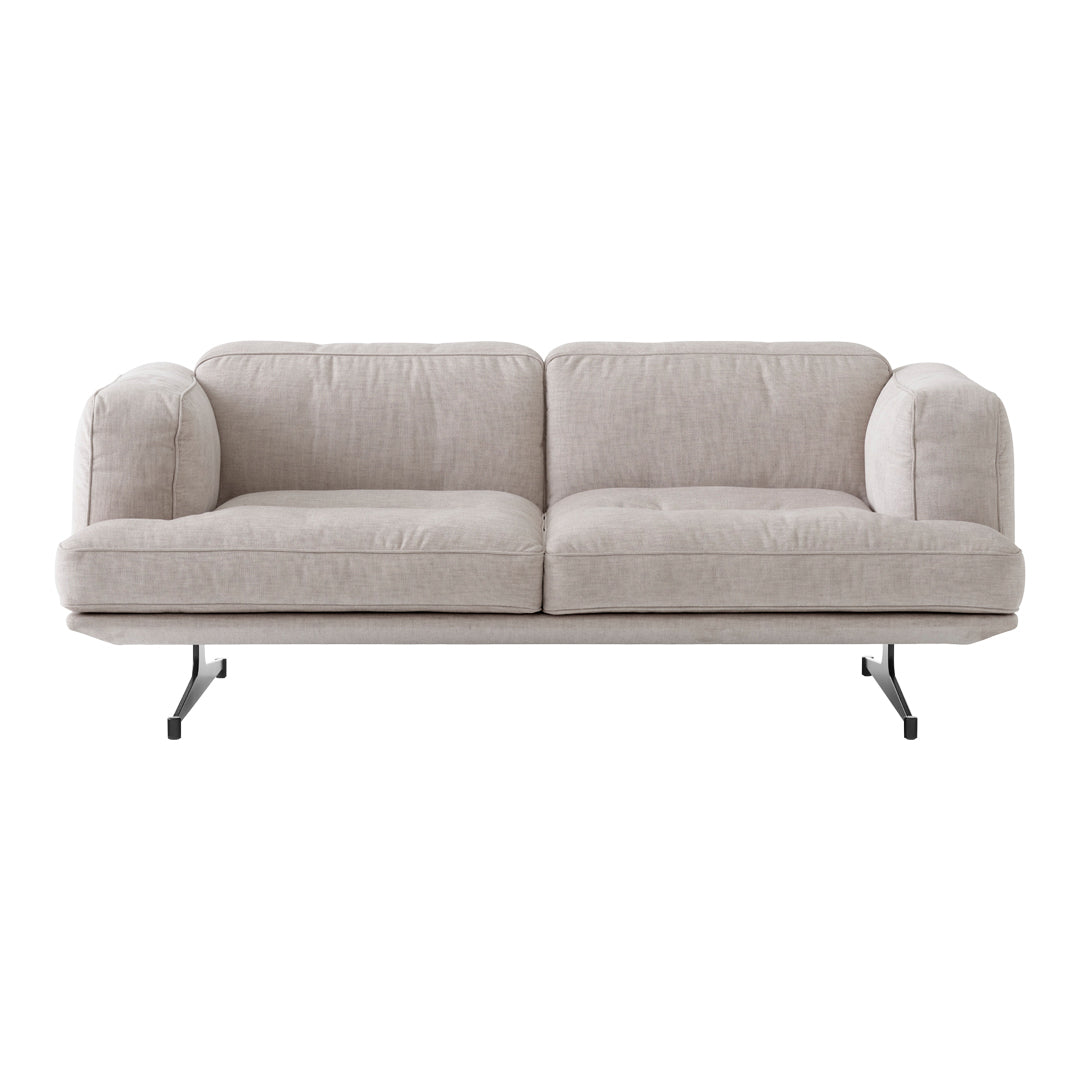 Light gray, textured fabric sofa with modern design and sleek black metal legs. Perfect for contemporary living spaces.