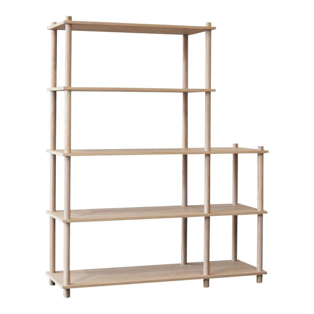 Light natural wood shelving unit with clean lines and open spaces, perfect for modern minimalist decor.