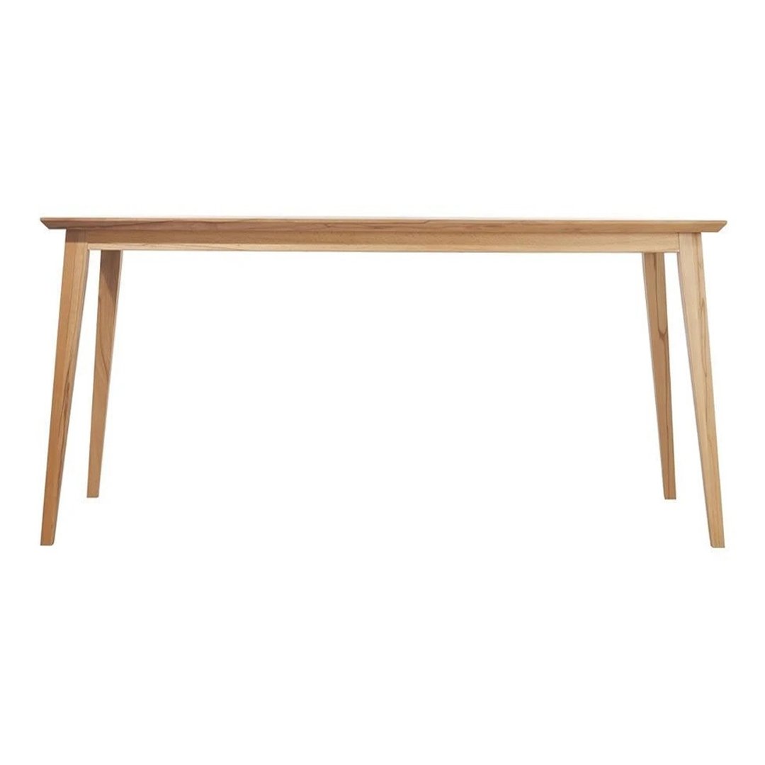 Natural wood table with a smooth light oak finish and minimalist design, featuring straight legs and no visible patterns.