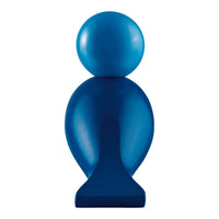 Bright blue decorative figure with a smooth, rounded top and an exaggerated base, showcasing a modern, minimalist design.