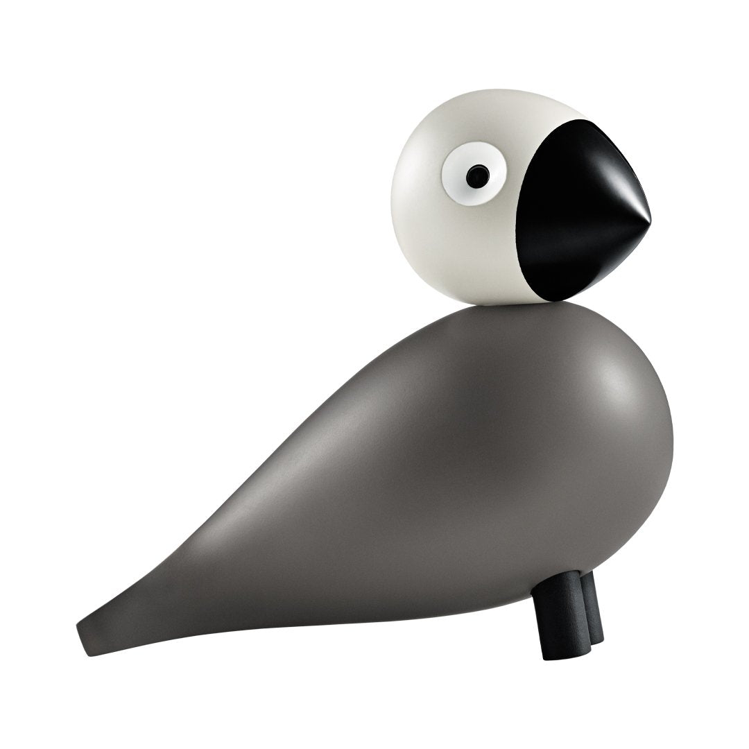 Gray and white decorative bird figurine with a sleek, modern design and minimalist features. Perfect for home decor.