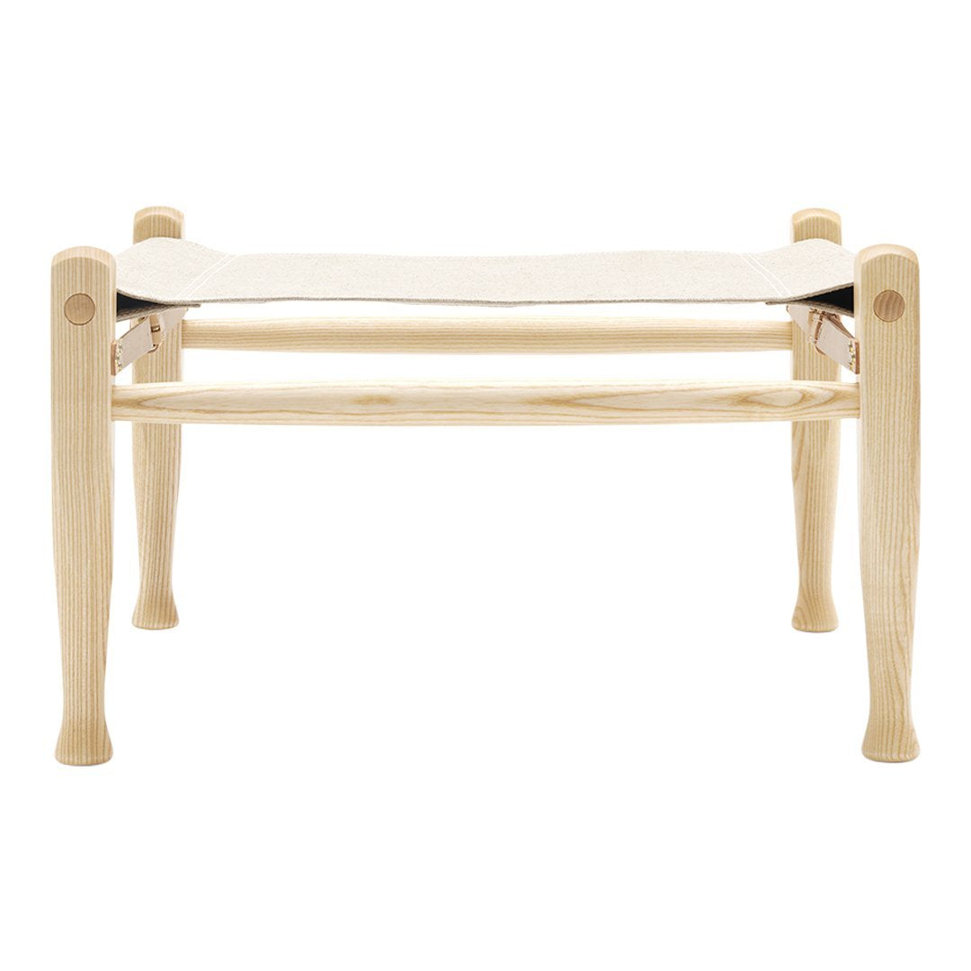 Natural wood frame with creamy white canvas top, featuring minimalist design and clean lines.