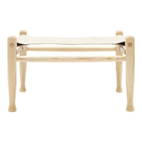 Natural wood frame with creamy white canvas top, featuring minimalist design and clean lines.