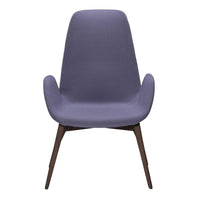 Textured lavender chair with smooth upholstery and sleek wooden legs for a modern aesthetic. Perfect for any decor.
