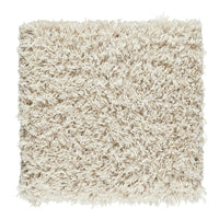 Cream plush square rug with soft, shaggy texture and no distinct pattern. Ideal for cozy home decor.