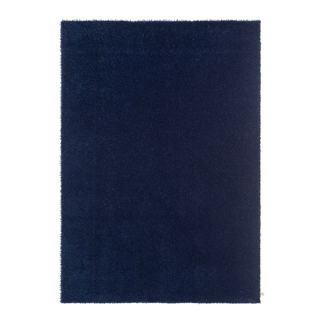 Navy blue textured area rug with a solid, plush surface, perfect for adding warmth to any space.