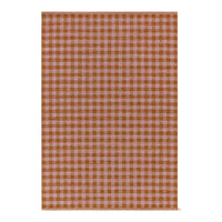 Rustic brown and light pink gingham pattern textile, perfect for home decor and crafts.