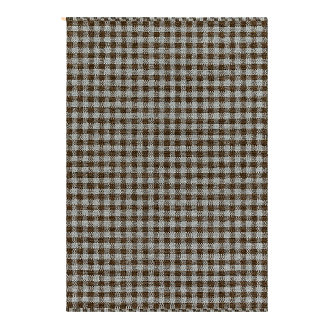 Brown and gray checkered pattern on a fabric background, perfect for home decor and crafts.