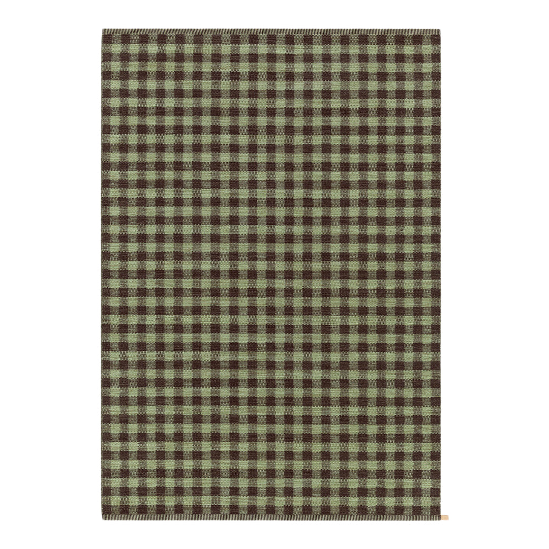 Green and brown checkered pattern fabric with small squares, perfect for various crafting projects.