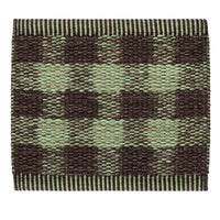 Green and brown checkered woven fabric, featuring a plaid pattern with alternating squares.
