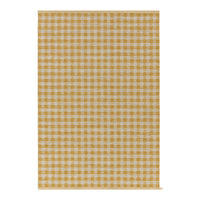 Yellow and white checkered pattern fabric, perfect for home decor or crafting projects.