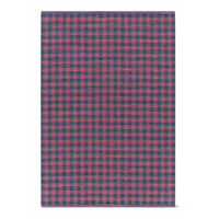 Red and navy blue checkered pattern on a textured fabric background. Ideal for stylish home decor.