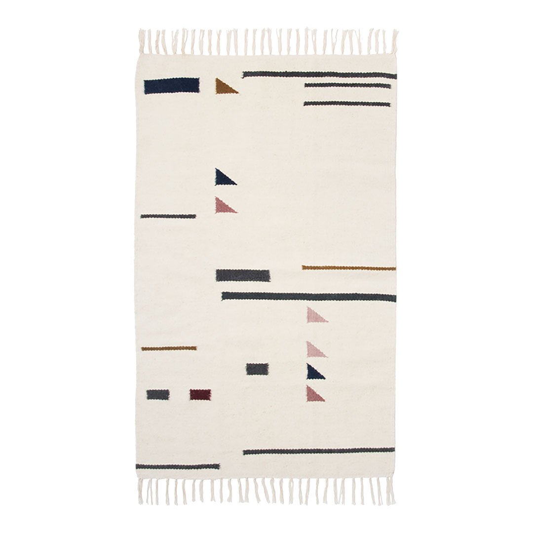 Boarders Kelim Hand-Woven Wool and Cotton Rug Triangles Small 2