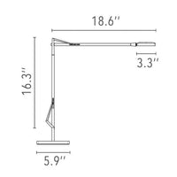 Modern desk lamp with sleek white finish and minimalist design, featuring clean lines and no intricate patterns.