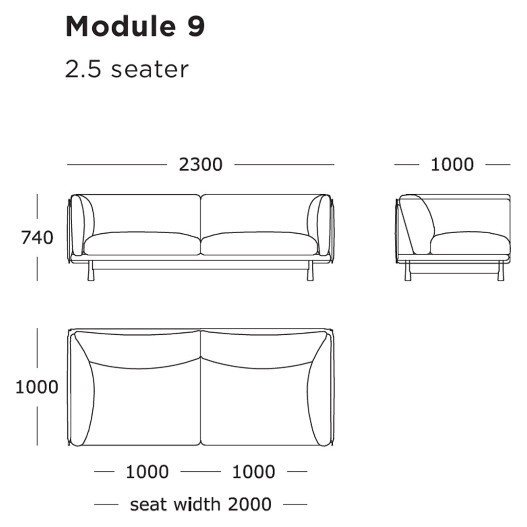 "Minimalist 2.5 seater sofa design with clean lines and neutral colors, ideal for modern living spaces."